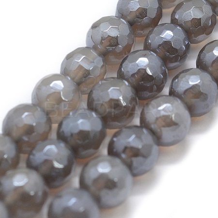 Natural Grey Agate Beads Strands G-P385-02-10mm-1