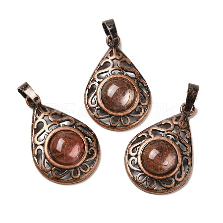 Cherry Quartz Glass Pendants G-H065-02R-18-1