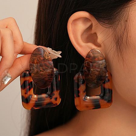 Alloy Resin Dangle Stud Earrings FS-WG4F5C5-09-1