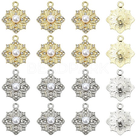 20Pcs 2 Colors Flower Alloy Rhinestone Pendants FIND-YW0011-39-1
