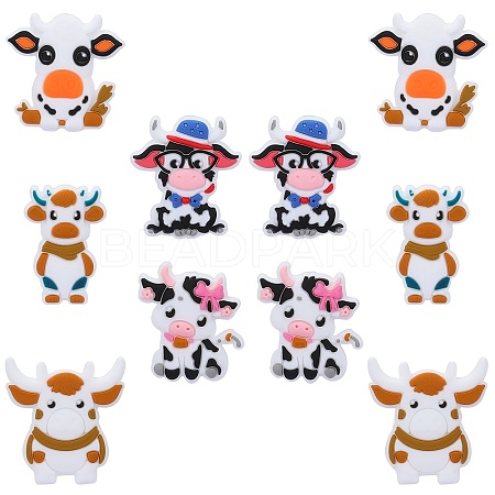 10Pcs 5 Styles Cattle Food Grade Eco-Friendly Silicone Beads SIL-SZ0001-69-1