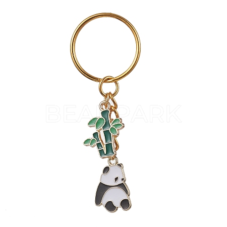 Panda & Bamboo Alloy Enamel Pendant Keychains KEYC-JKC00629-03-1