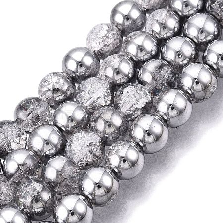 Electroplated Crackle Glass Beads Strands EGLA-N014-8mm-03-1