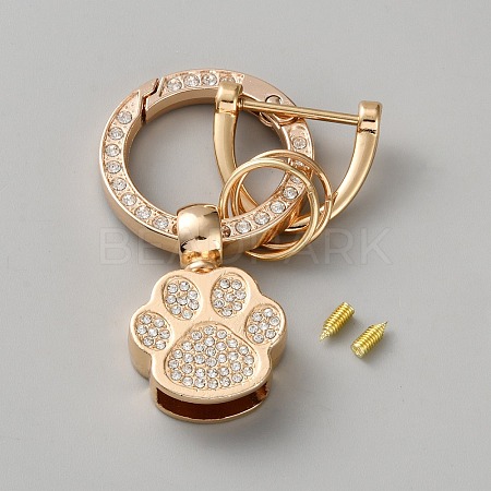 DIY Alloy Rhinestone Spring Gate Rings Keychains FIND-TAC0027-26A-G-1