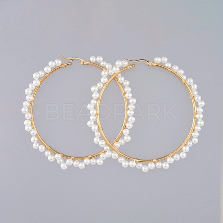 Beaded Hoop Earrings X-EJEW-JE03805-1