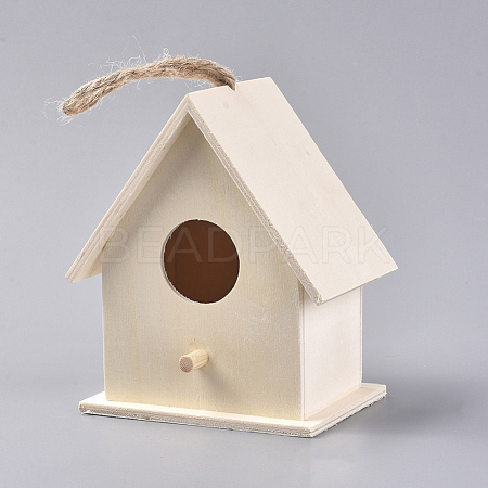 Unfinished Wooden Birdhouse HJEW-WH0006-13-1