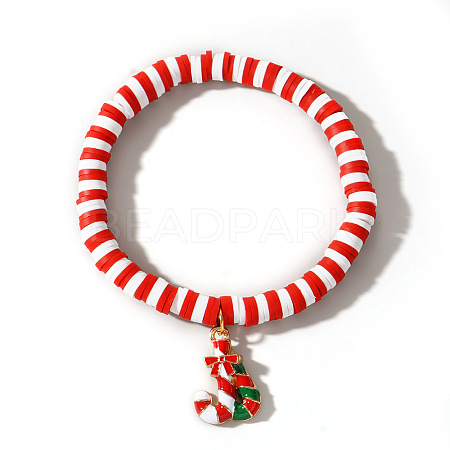 Elegant Christmas Handmade Polymer Clay Heishi Beaded Stretch Bracelets MV9996-23-1