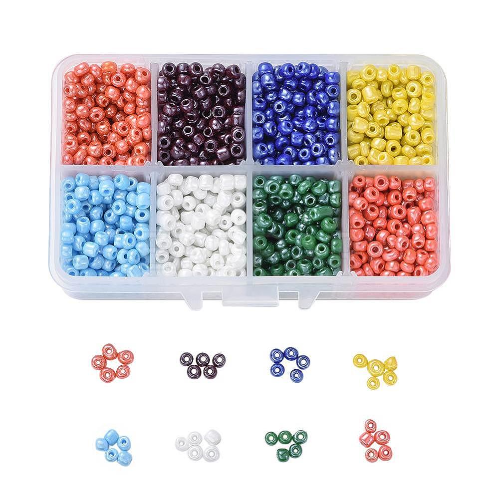 1 Box 60 Glass Seed Beads Opaque Colours Lustered Loose Spacer Beads 3074