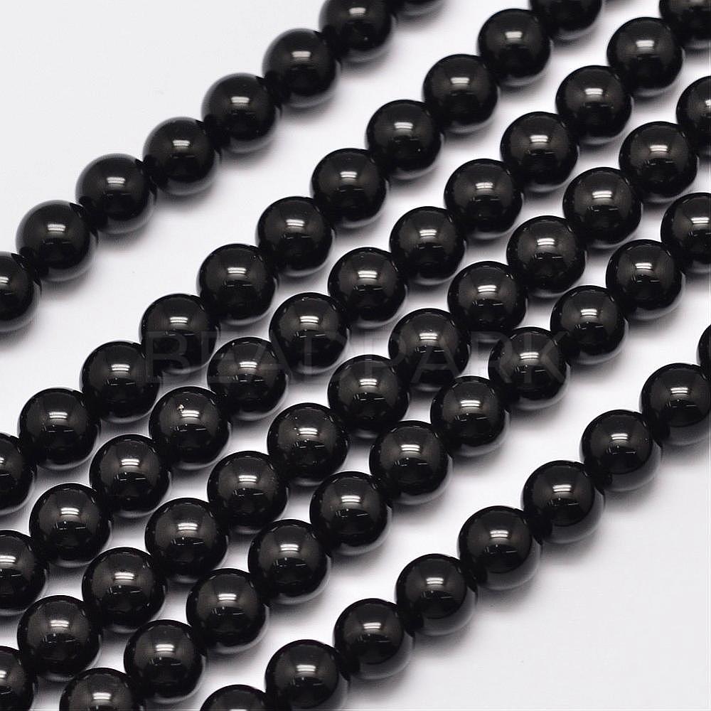 Natural Obsidian Beads Strands, Round, 8mm, Hole: 1mm; about 49pcs ...