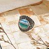 Natural Banded Agate Adjustable Rings RJEW-I108-03AS-04-2