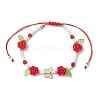Glass Seed Bead and Resin Braided Bead Bracelets for Women BJEW-MZ00237-03-1