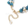Brass & Natural & Synthetic Mixed Gemstone Chip & Round Beads Bracelets for Women BJEW-JB13151-02-4