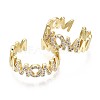 Brass Micro Pave Clear Cubic Zirconia Cuff Rings RJEW-S044-109-NF-2