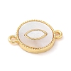 Brass Pave Natural White Shell Connector Charms KK-S522-03C-G-2