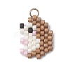 2Pcs 2 Styles Beaded Apple & Hedgehog Charms PALLOY-MZ01094-2
