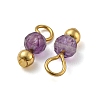 Natural Amethyst Faceted Round Charms PALLOY-NH00004-2