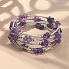 Natural  Amethyst Chip Warp Bracelets BJEW-JB01517-02-5