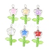 Acrylic Flower-shaped Pendants PALLOY-JF03867-02-S-1
