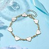 Brass Enamel Heart Link Chain Bracelet with Cubic Zirconia BJEW-JB10171-2