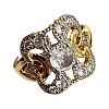 Square Brass Micro Pave Clear Cubic Zirconia Finger Rings FS-WG35D08-01-1