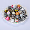 Colorful Pattern Printed Silicone Beads SI-JX0022A-18-6