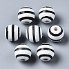 Painted Natural Wood European Beads WOOD-S057-047F-1