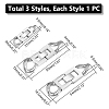 Unicraftale 3Pcs 3 Styles 304 Stainless Steel Fold Over Clasps STAS-UN0053-38-3