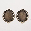 Oval Tibetan Style Alloy Cabochon Connector Settings PALLOY-K112-15AB-NR-1