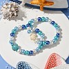 2Pcs 2 Colors 8mm Round Baking Paint Pearlized Glass Pearl Beaded Stretch Bracelet Sets BJEW-JB10899-2