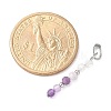 Faceted Round Natural Quartz Crystal & Amethyst & Lepidolite/Purple Mica Stone Beaded Pendants PALLOY-JF03529-07-4