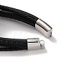 Men's Braided Black PU Leather Cord Multi-Strand Bracelets BJEW-K243-21P-4
