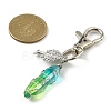 Copper Wire Wrapped Glass Bullet Pendant Decoration HJEW-JM01186-01-3