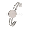 304 Stainless Steel Blank Cuff Bangle Bases with Flat Round Tray SA-CBA82C8-05C-P-1