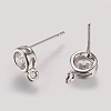 Brass Cubic Zirconia Stud Earring Findings X-KK-P085-06P-NR-1