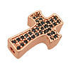 Brass Micro Pave Cubic Zirconia Beads KK-T030-LA840-7X3-1