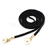 Imitation Leather Braided Belly Belt with Plastic Imitation Pearl Round Bead WG11EBA-03-3