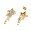 Brass Clear Cubic Zirconia Stud Earrings for Women EJEW-D280-03G-02-2