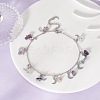 Natural Fluorite Chips & Moon Charms Anklet AJEW-AN00512-06-2