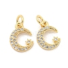 Brass Micro Pave Clear Cubic Zirconia Charms KK-Z044-17C-1