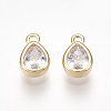 Brass Cubic Zirconia Charms X-KK-S350-089G-1
