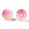 Frosted Baking Paint Crackle Glass Beads with Glitter Powder DGLA-T004-6mm-01H-2