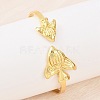 Marine Organism Brass Cuff Bangles for Women BJEW-D368-03O-G-3