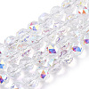 Electroplate Transparent Glass Beads Strands EGLA-N002-34C-C03-1