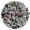 50Pcs Black Cat Shape PVC Self Adhesive Cartoon Stickers STIC-G001-07-1