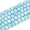 Anti-Tarnish Electroplate Rondelle Glass Beads Strands LS-EGLA-T021-4mm-17-08-1