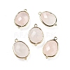 Natural Rose Quartz Faceted Oval Connector Charms G-H323-02G-13-1
