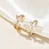 C-Shaped with Butterfly Brass Micro Pave Clear Cubic Zirconia Cuff Earrings EJEW-L316-01G-10-2