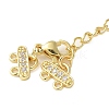 Brass Micro Pave Clear Cubic Zirconia End with Chains KK-P290-24G-2