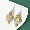 430 Stainless Steel Leaf Dangle Earrings EJEW-A137-06P-05-1
