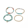 4Pcs 4 Style Natural & Synthetic Mixed Gemstone Chips & Heishi Beaded Stretch Bracelets Set BJEW-JB09922-1